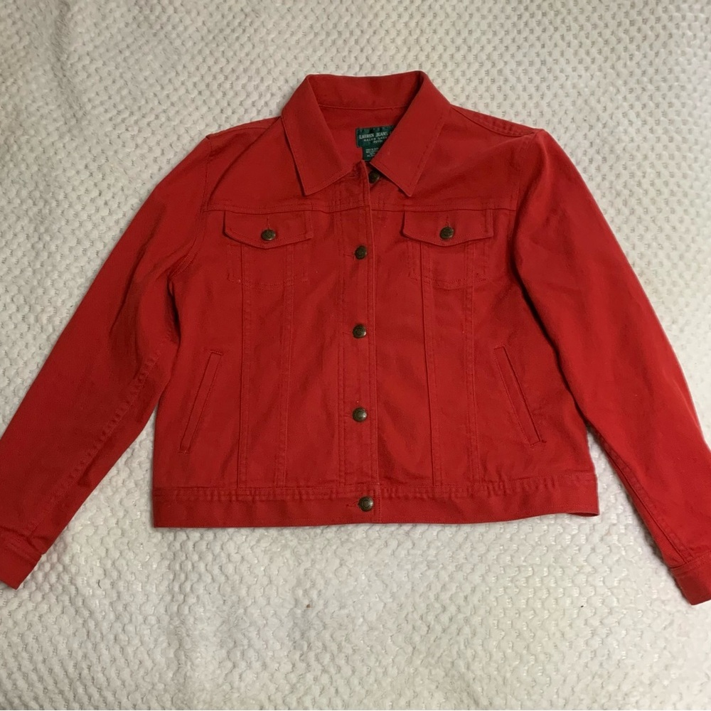 Ralph Lauren Red Jean Jacket Classic Denim Style